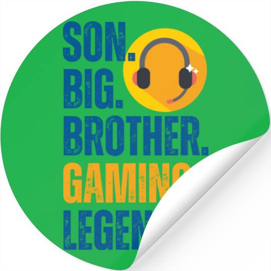 SON BROTHER GAMING LEGEND for gamer textured text Stickers