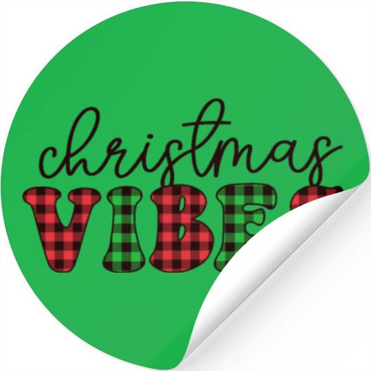 Christmas Vibes Buffalo Plaid Retro Christmas Stickers