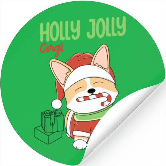 Holly Jolly Corgi Stickers