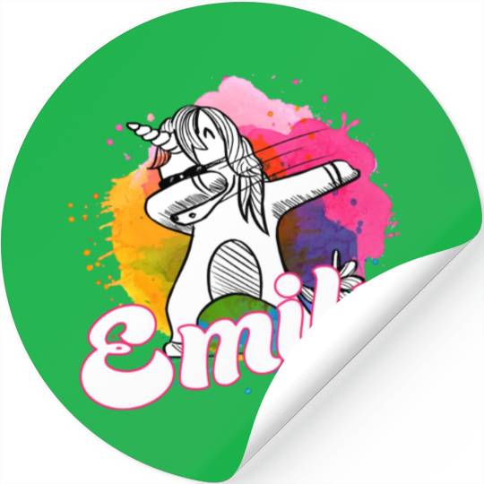 EMILY - Beautiful name with dabbing unicorn Stickers