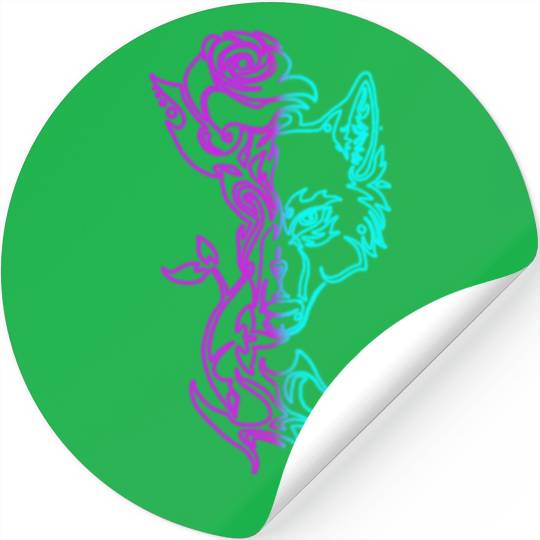 Wolf and Rose Stickers