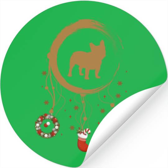 dog dreamcatcher Christmas French Bulldog Stickers