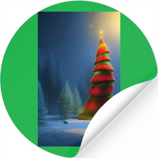 Mushroom green and red Christmas tree Stickers