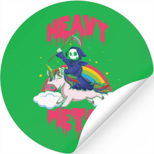 Grim Unicorn Rainbow Metal Music Heavy Rock Stickers