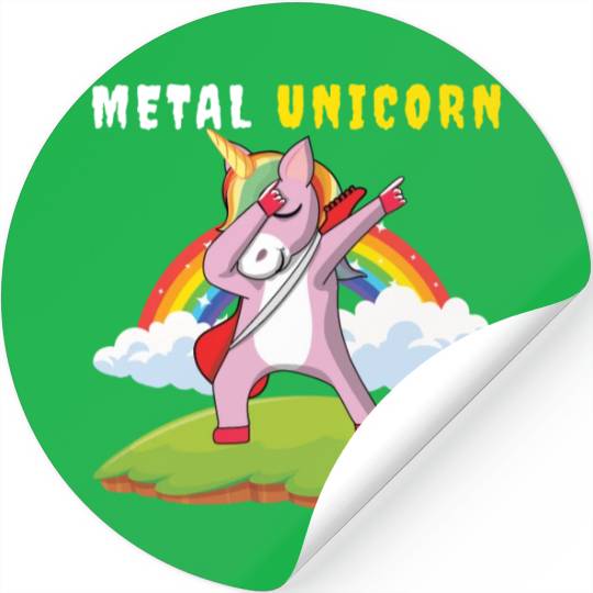 Dabbing Unicorn Rainbow Metal Music Heavy Rock Stickers