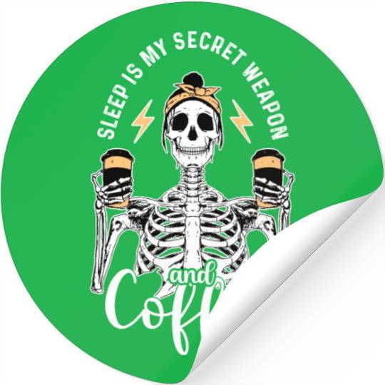 Skeleton Drink Tired Mom needs Coffee Stickers