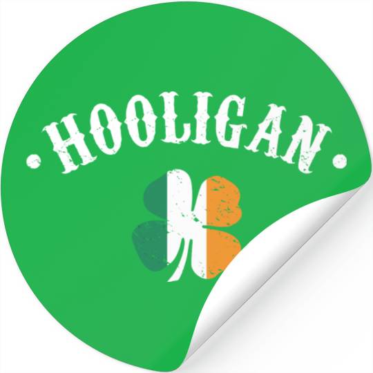Hooligan St Patricks Day Irish Shamrock Flag Stickers