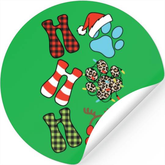 Xmas Christmas Ho Ho Ho Dog Paw Puppy Stickers