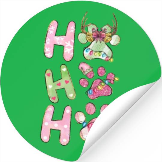 Xmas Christmas Ho Ho Ho Dog Paw Puppy Stickers