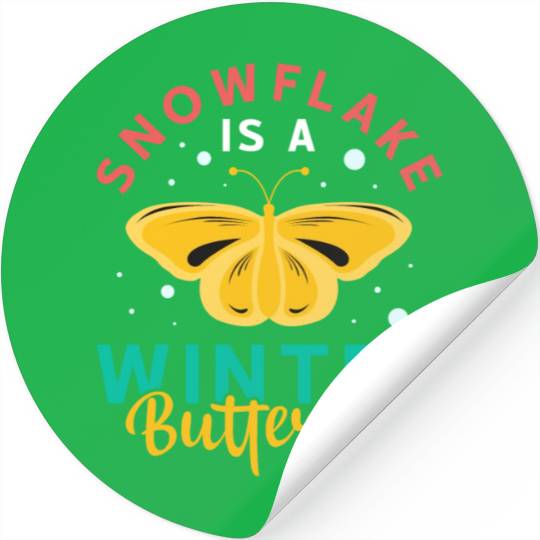 Snowflake Is Winter Butterfly Christmas Holiday Stickers