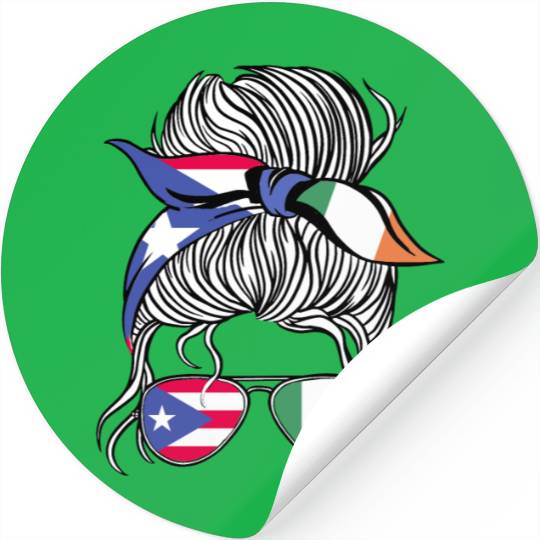 Puerto Rico Flag Ireland Grown Women Girl Country Stickers