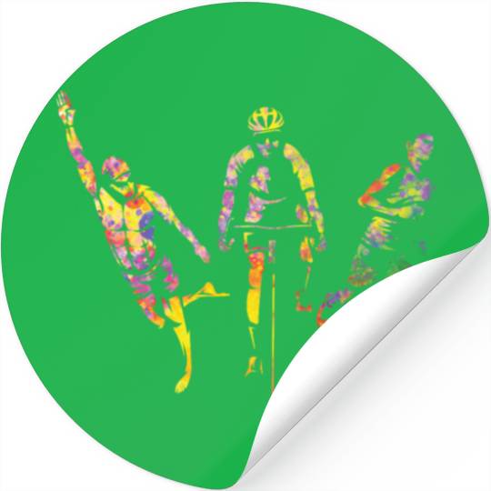 Watercolor Womens Triathlon Stickers