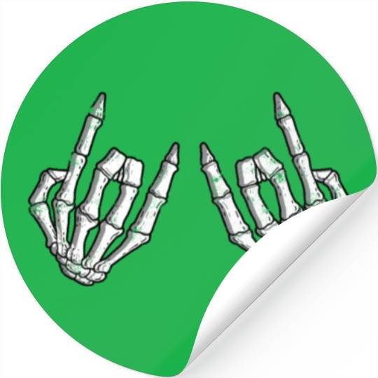 Skeletal rock on sign - rock and roll Stickers