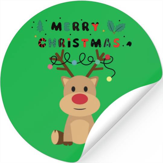 Merry Funny Deer Christmas Stickers