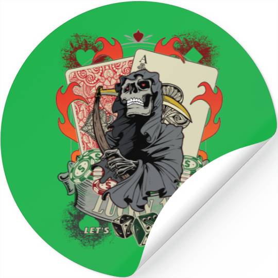 Let us play Poker Lucky 13 Skull gift Stickers
