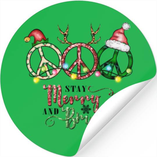 Xmas Christmas Stay Merry and Bright Stickers