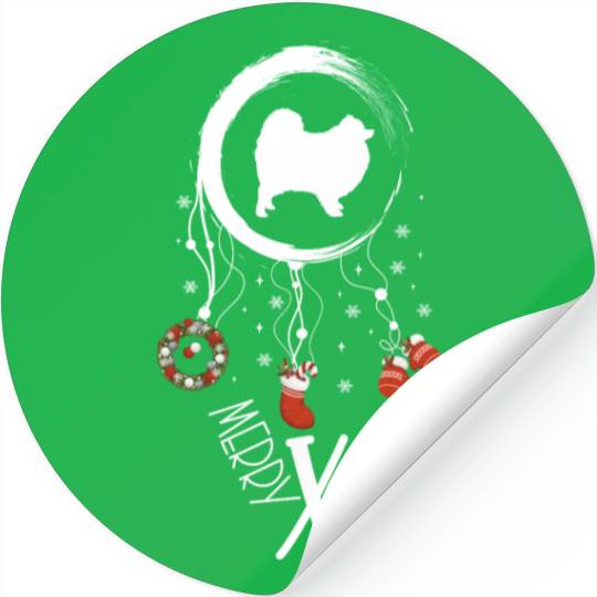 dog dreamcatcher Christmas Pomeranian Stickers