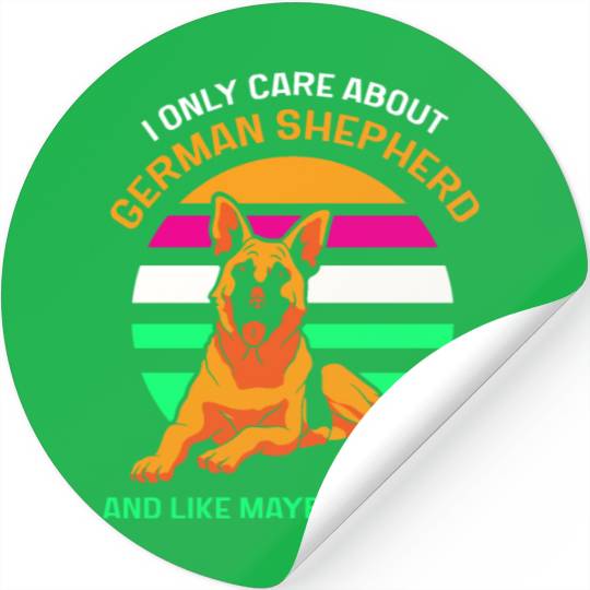German Shepherd and like maybe 3 people Stickers