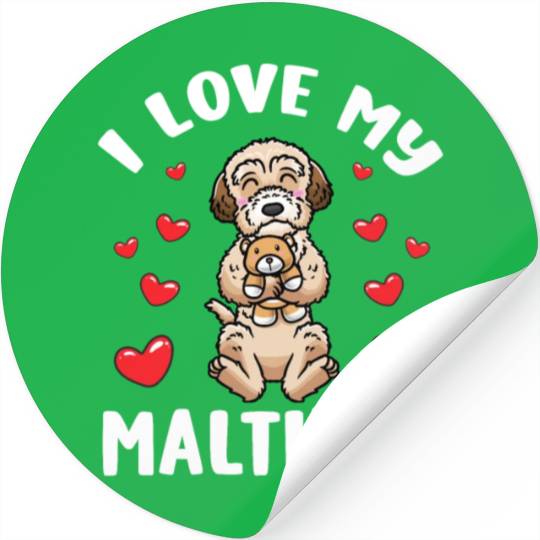 Maltipoo Dog With Stuffed Animal Stickers