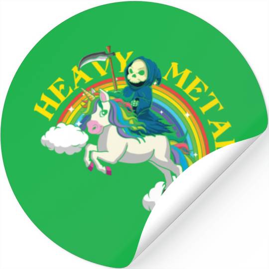 Skeleton Unicorn Rainbow Metal Music Heavy Rock Stickers