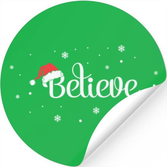 Xmas Christmas Believe Snowflakes Santa Hat Stickers