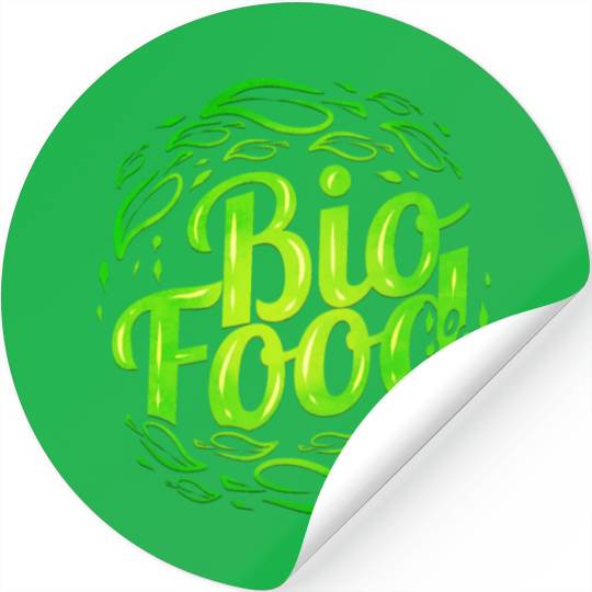 Green Bio Food Logo For Vegetarian And Vegan Stickers