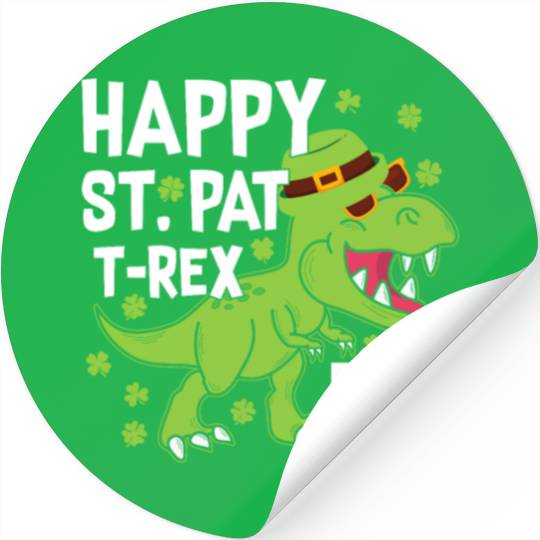 Happy St. Pat Trex Day Cool Dinosaur St. Patrick's Stickers