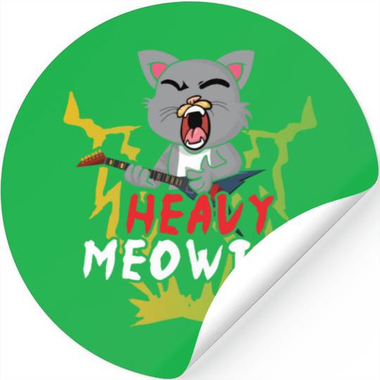 Cute Cat Heavy Meow Metal Music Lover Guitar Stickers