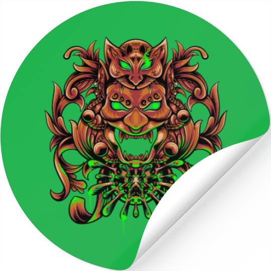 Bronze Neon Oni Mask Stickers