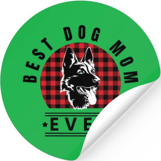 Best Dog Mum Ever German Shepherd Buffalo Plaid Stickers