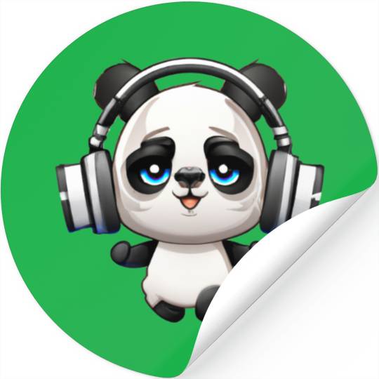 Cute Music Loving Panda Cartoon Stickers