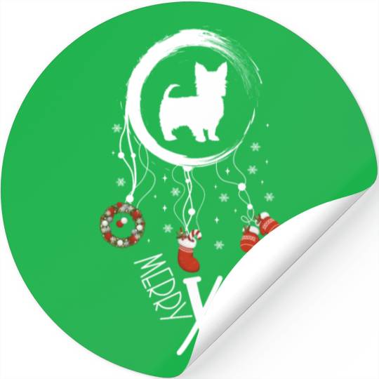 dog dreamcatcher Christmas Yorkshire Terrier Stickers