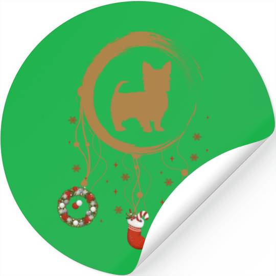 dog dreamcatcher Christmas Yorkshire Terrier Stickers