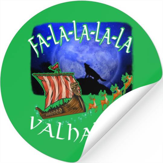 Fa La La La Valhalla Christmas Dragon Ship Vikings Stickers