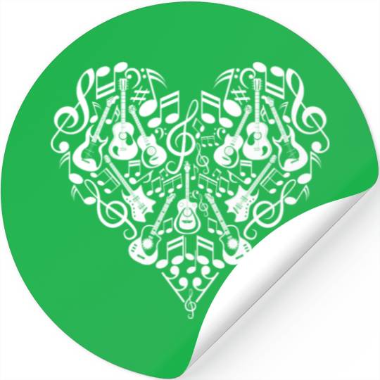 Many Guitar Elements In Heart Bass Guitars Electri Stickers