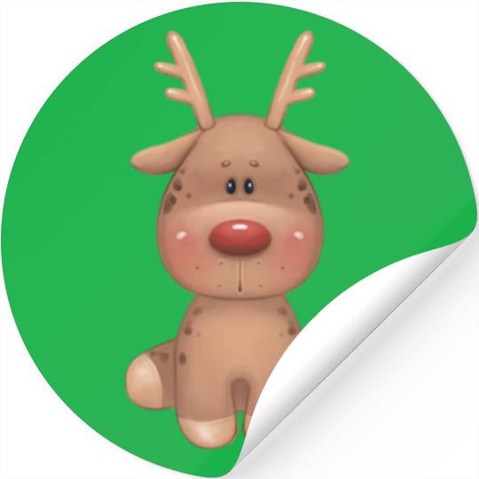 Whimsical Reindeer Plush Design Stickers