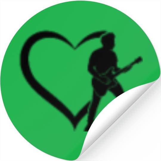 Electric Guitar Player Guitar Heart Bass Guitar Pl Stickers