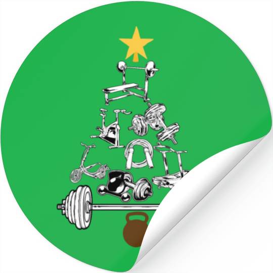 Fitness Working Gym Out Christmas Tree Workout Stickers