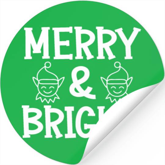 Merry and bright Christmas holiday festive seasons Stickers