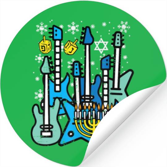 Hanukkah Guitars Chanukah Jewish Rock Rocker Stickers