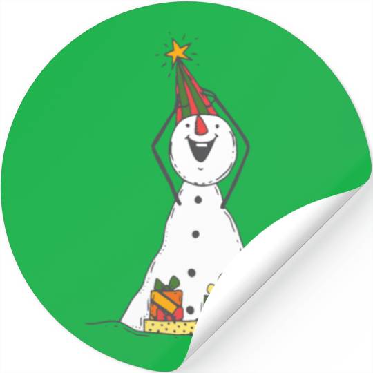 funny snowman with mustache and carrot Stickers
