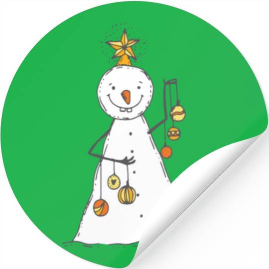 funny snowman with mustache and carrot Stickers