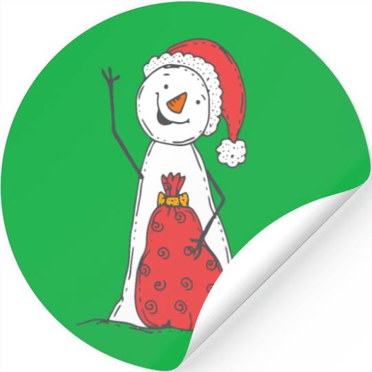 funny snowman with mustache and carrot Stickers
