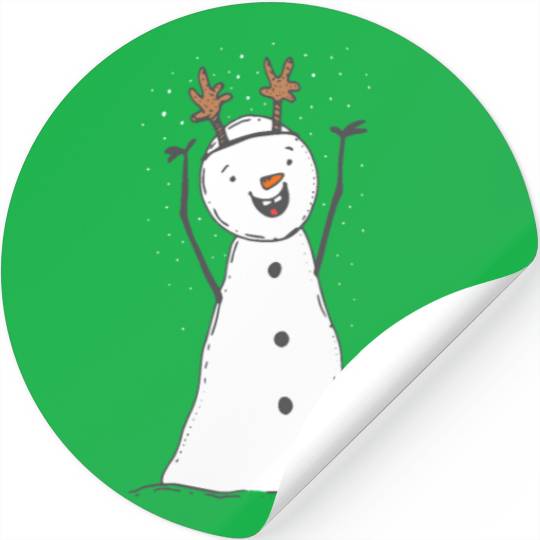 funny snowman with mustache and carrot Stickers
