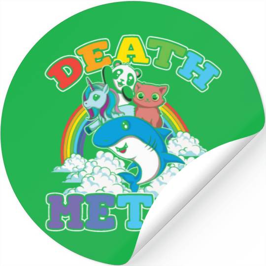 Unicorn Panda Cat Shark Love Metal Music Rock Stickers