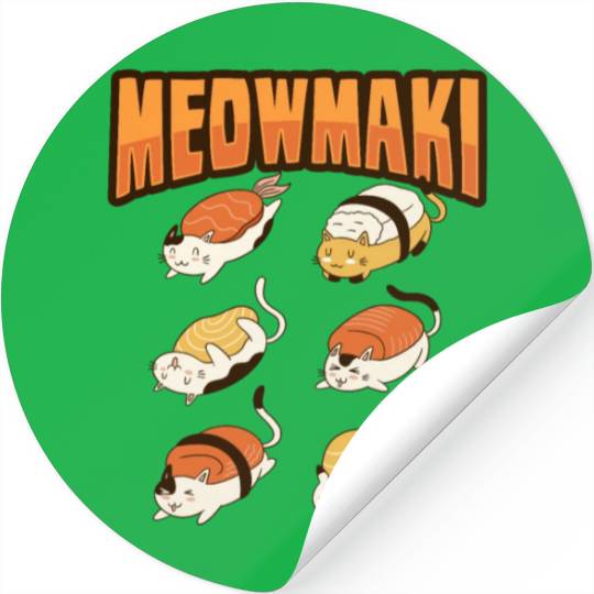 Cat Sushi Meow Design for a Cat Lady or Cat Mom Stickers