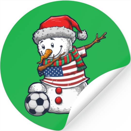 Soccer Boy Dabbing Snowman Christmas Jersey Stickers