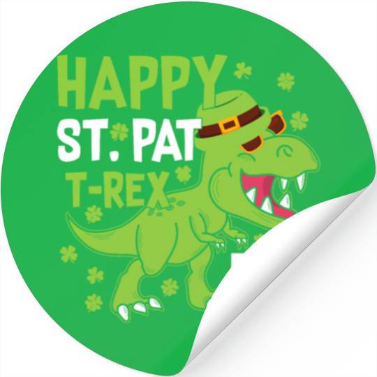 Happy St. Pat Trex Day Dinosaur St. Patrick's Day Stickers
