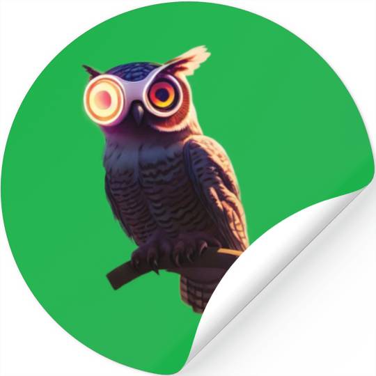 Robot owl hybrid creature Stickers