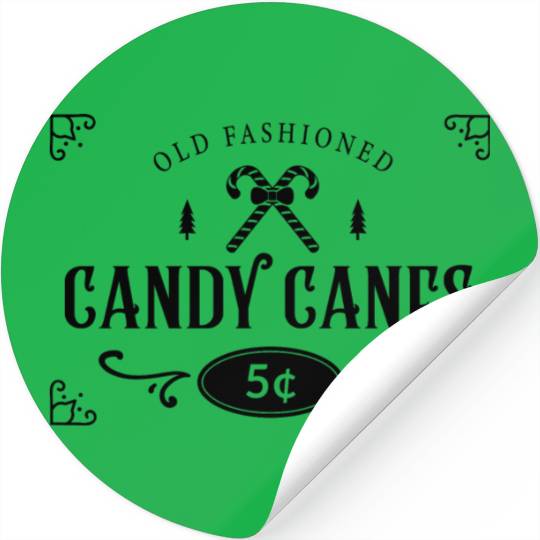 Candy Canes Old Fahined Christmas Tree Gift Ideas Stickers